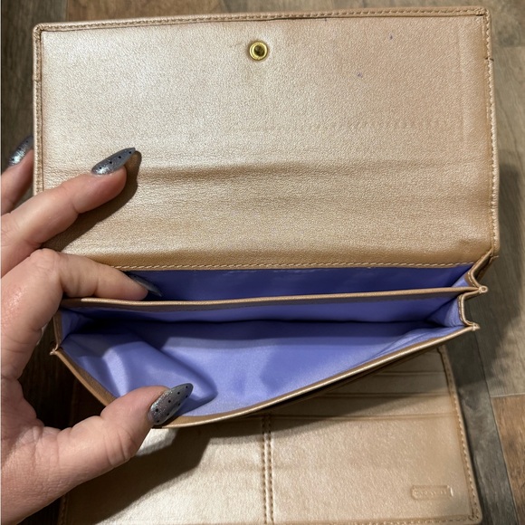 Coach Ashley Metallic Gold Leather Wallet - Picture 6 of 7
